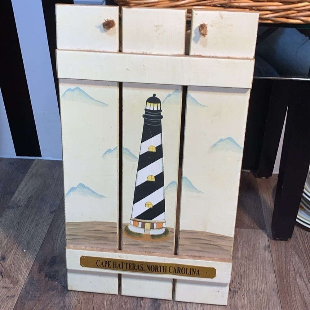 Vintage Coastal Lighthouse Wall Art Cape Hatteras NC Nautical Beach House Decor - Picture 10 of 10